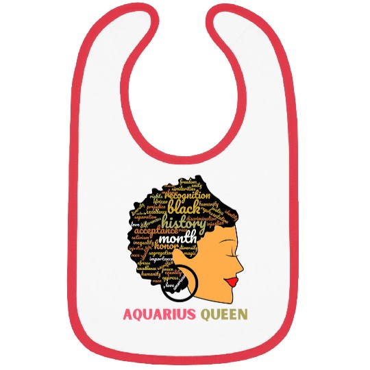 Black History Month Aquarius Queen Black Womens Bibs