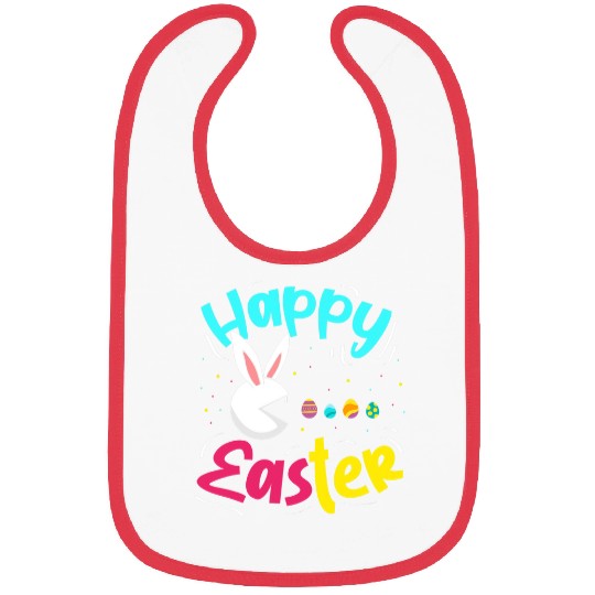 Rabbits Happy Easter Cute Rabbit Eating Easter Eggs Easter Sunday Bibs