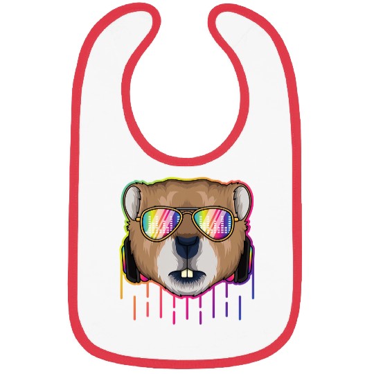 Music Groundhog Dj With Headphones Musical Groundhog Lovers 423 Bibs