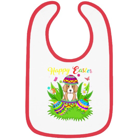 Foxhound Dog Lover Floral Easter Egg Funny Foxhound Easter Bibs