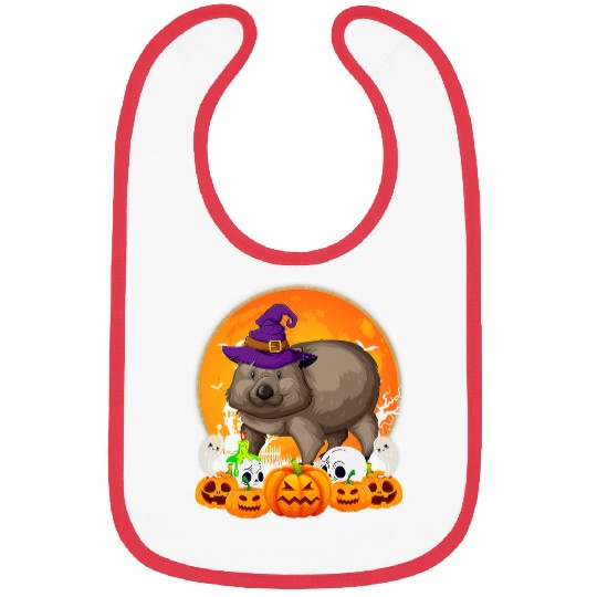 Skeletons Skulls Wombat Lover Scary Pumpkin Skull Witch Wombat Halloween 26 Skull Bibs