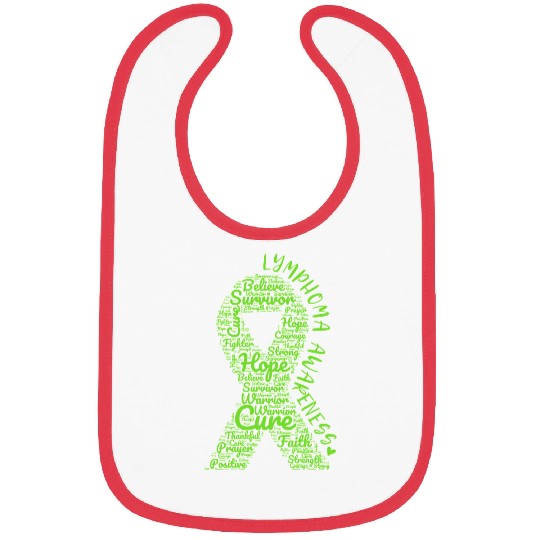 Lymphoma Awareness Lime Green Ribbon With Positive Words Bibs