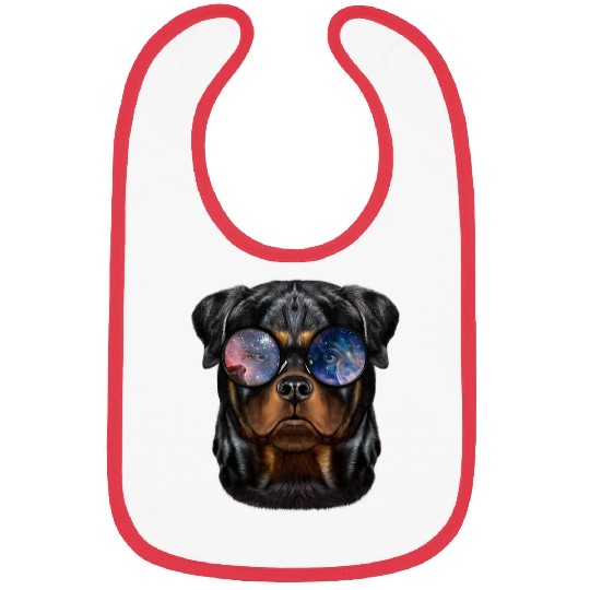 Dog Rottweiler wearing Space Galaxy Sunglass Bibs