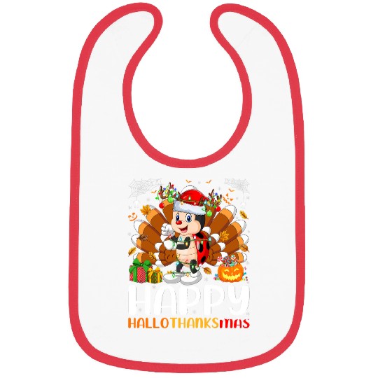 Ladybug Lover Halloween Christmas Happy Hallothanksmas Bibs