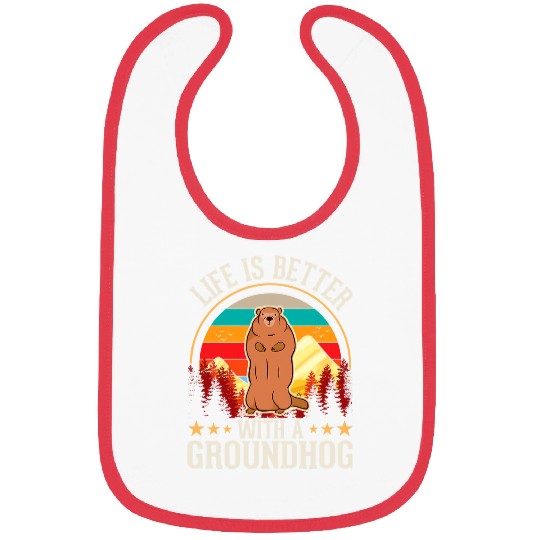 Life is better with a Groundhog Woodchuck Marmot 2 Bibs