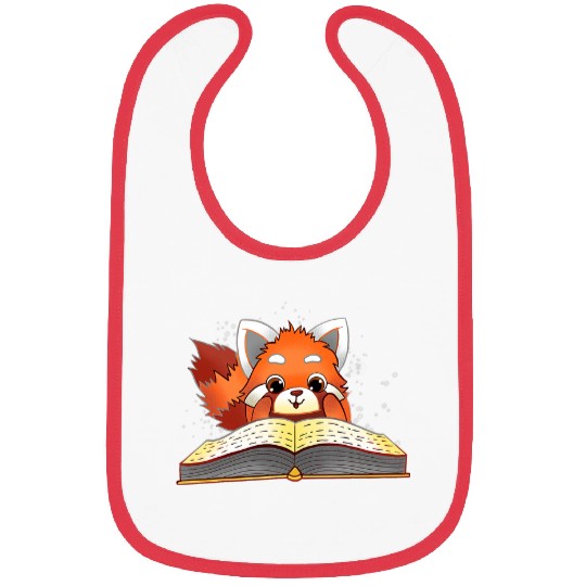 Reading Book Cute Red Panda Reading a Book Lover Bookworm Love Reader Bibs