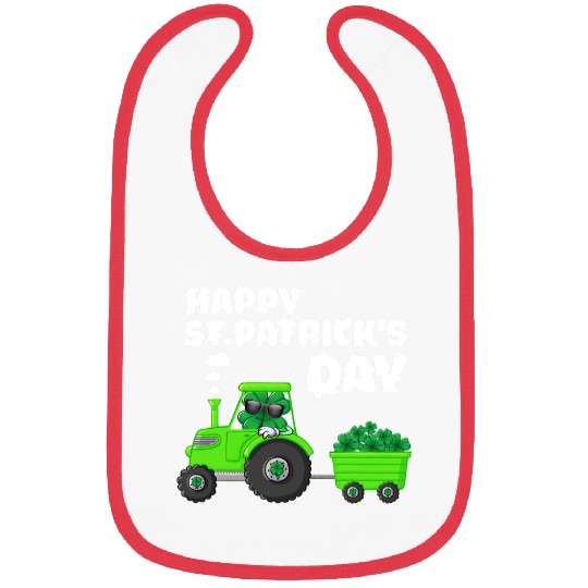 Tractor driving happy st patricks day tractor shamrock Bibs