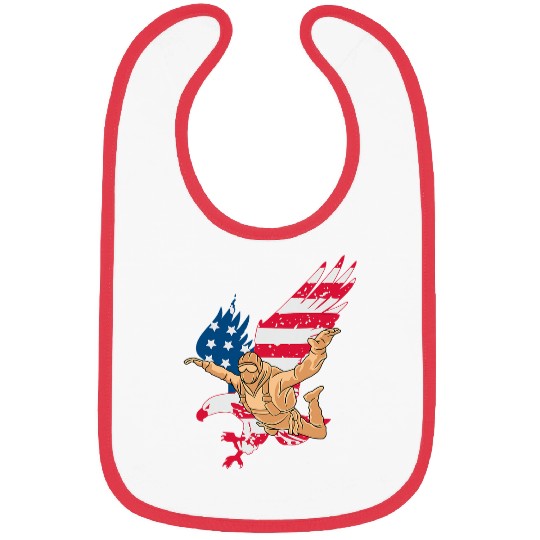 Patriotic Skydiver US American Flag Freedom Skydiving Eagle Bibs