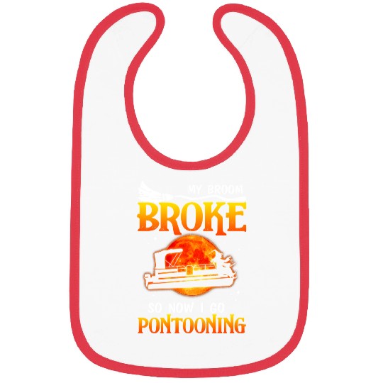 My Broom BROKE So Now I Go Pontooning Cool Halloween 2 Bibs