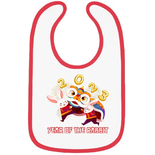 Rabbits Happy Lunar New Year 2Cute Chinese Rabbit Decorations 2 Bibs