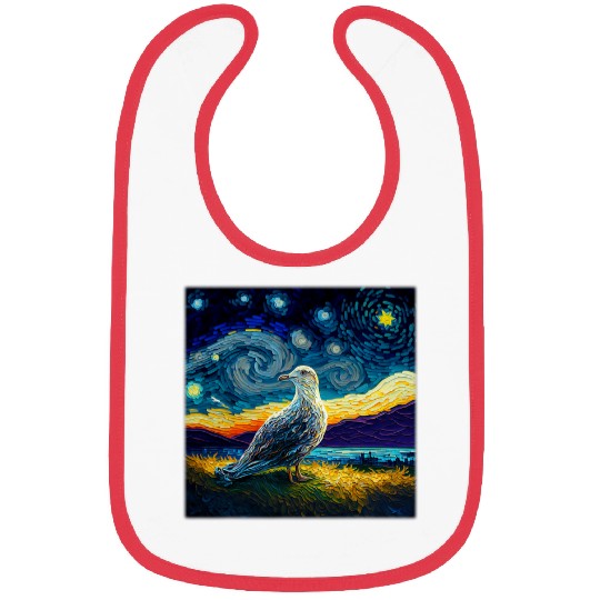 Seagull Lover Surrealism Starry Night Seagull Bibs