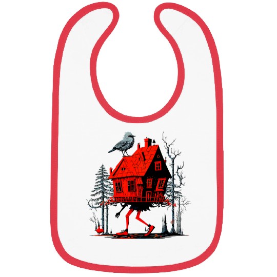 Walking House on Chicken Legs Slavic folklore Baba Yaga Art 32 Bibs