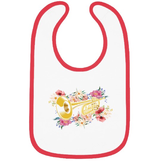 Trumpet Lover Player Flower Floral Bibs