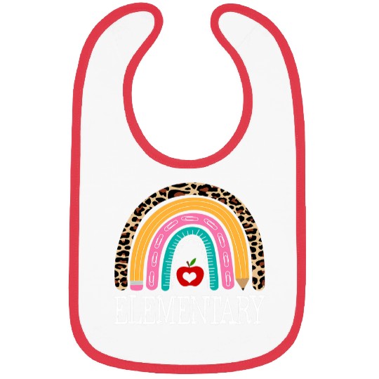 Elementary Teacher Leopard Rainbow Student Back To School Bibs