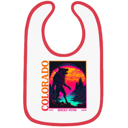 wolfs Lover Colorado Mountain Werewolfs Retro vintages 80s Werewolf Bibs
