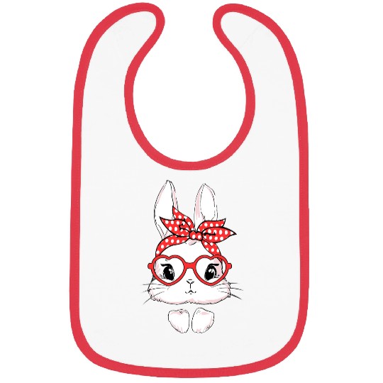 Rabbits Easter Day Leopard Bunny Glasses Eggs Cute Rabbit 6 Bibs