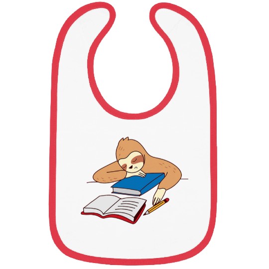 Sloth Studying Falling Asleep Ironic Student Tired Lazy Bibs