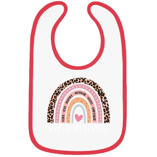 Funny School Supervisor Rainbow Leopard Print Bibs
