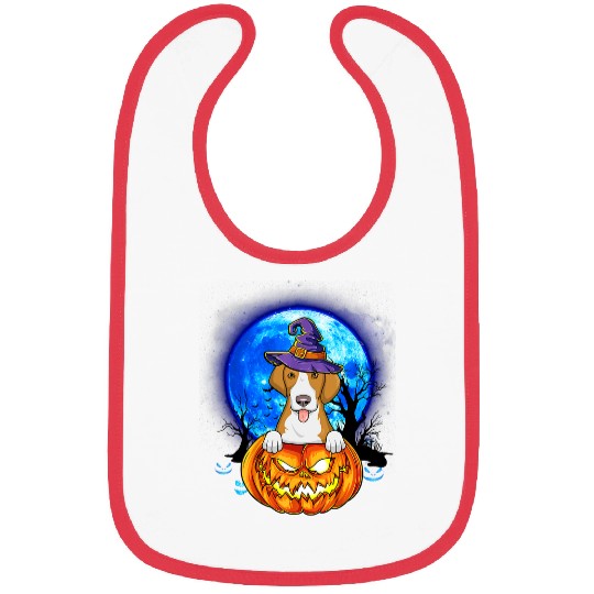 Foxhound Witch Hat Pumpkin Scary Halloween Dog Lovers Bibs