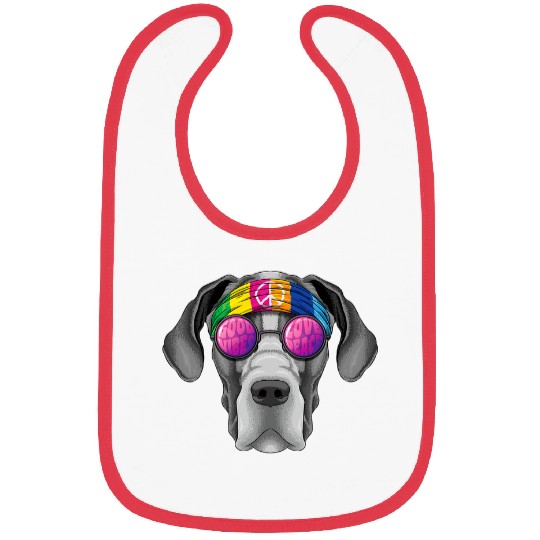 Hippie Great Dane Love Peace Sign 70s Hippie Dog Bibs