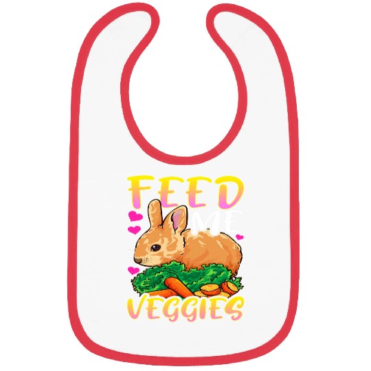 Rabbits FEED ME VEGGIES VEGETARIAN VEGAN BUNNY RABBIT Bibs