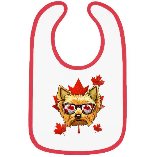 Yorkshire Terrier Canadian Yorkshire Terrier Dog Maple Leaf Canada Flag 278 Yorkie Bibs