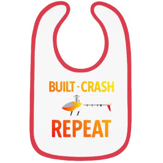 RC Model Building Helicopter Build Crash Repeat Pilot Funny 1 Bibs