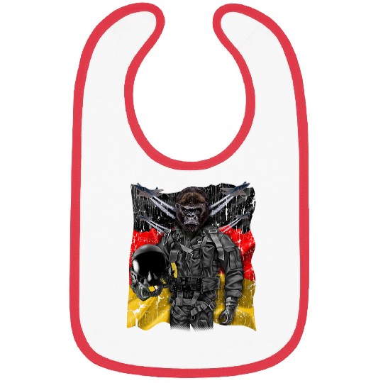 Gorilla Fighter Jet Pilot with Flag of Germany Bibs