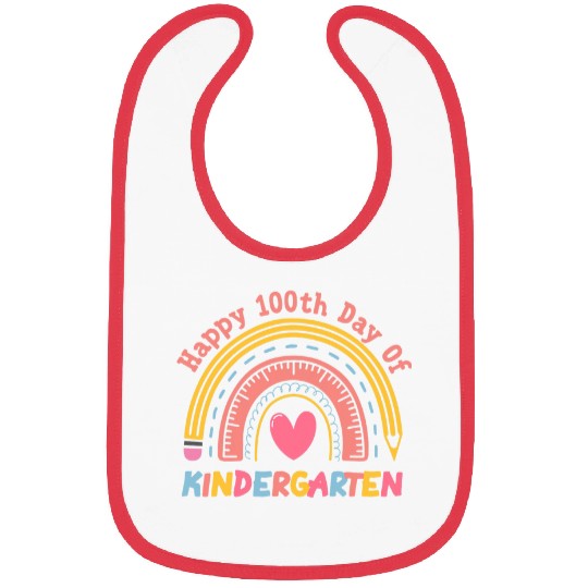 Rainbow 100 Days Of Kindergarten Teacher Student 100th Day Bibs