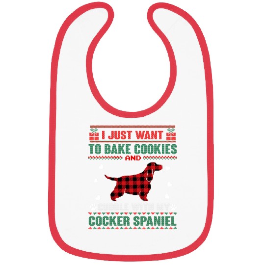 Dog Cocker Spaniel Lovers xmass Pajama Ugly Christmas Sweater Bibs