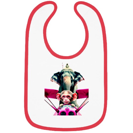 Elephant monkey pop art funny aircraft airplane pilot monkey Bibs