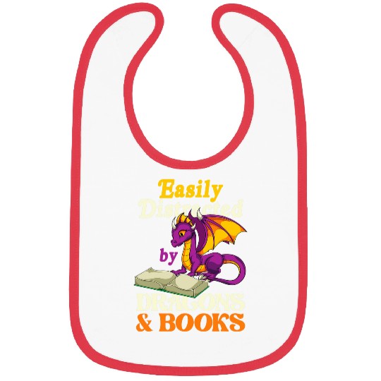 Fantasy Creature Librarian Funny Book Reading Book Dragon 21 Bibs