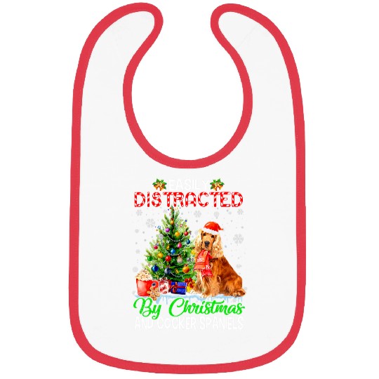 Dog Cocker Spaniel Easily Distracted By Christmas Cocker Spaniel Lover Santa Bibs