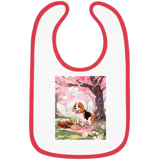 Beagle Cherry Blossom Funny Dog Picnic Bibs