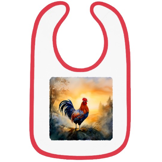 Chicken Lover Rooster Crowing At Sunrise Crowing Rooster At Dawn Morning Bibs