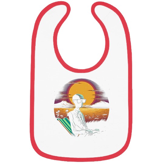 Funny Alien Spy Retro Alien Summer Beach Vibes Bibs