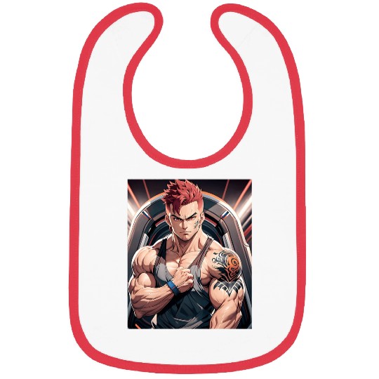 Anime Gym Workout Manga Japanese Motivation Design Print 2 Bibs