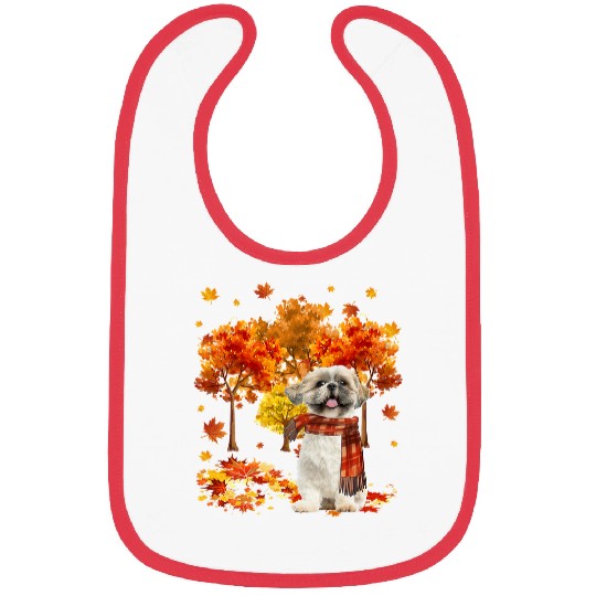 Its Fall Yall Cute Shih Tzu Autumn Tree Fall Leaves 41 Bibs