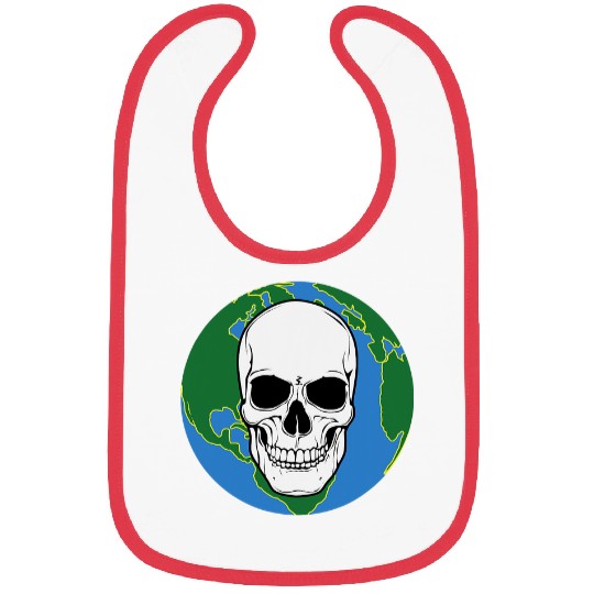 Skeletons Skulls Planet Earth Background with Skull Bibs