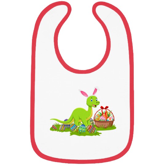 Funny Easter Egg Hunting Bunny Brontosaurus Dinosaur Easter Bibs