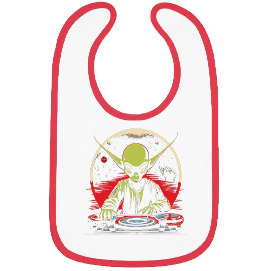 Alien Cool EDM Retro Y2K Alien DJ Mens Funny Graphic 4 Bibs