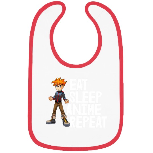 Eat Sleep Anime Repeat Funny Animation Bibs