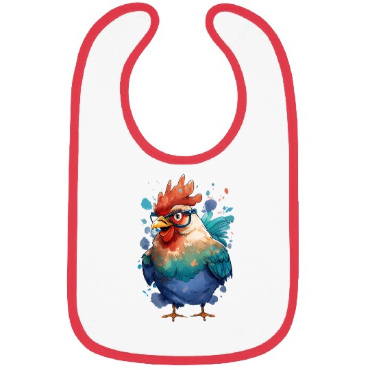 Chicken Watercolor Art Funny Chicken Lovers Bibs