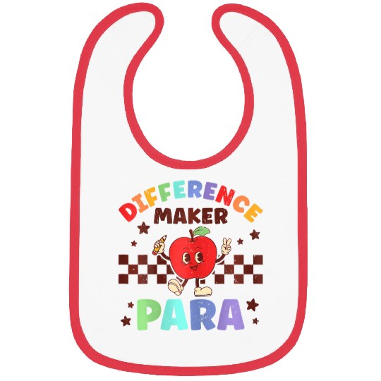 Difference Maker Para Paraprofessional Apple Teacher Retro Bibs