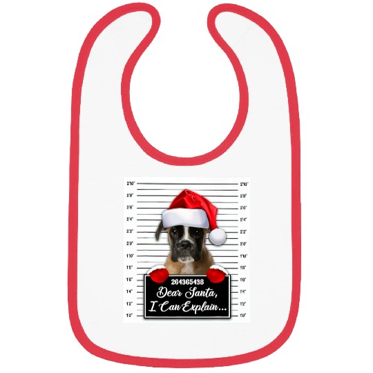 Boxer Pet Dear Santa I Can Explain Funny Christmas Boxer Xmas Bibs