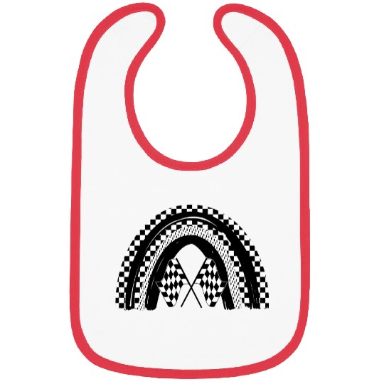 Checkered Rainbow Black White Racing Checkerboard Graphic 21 Bibs