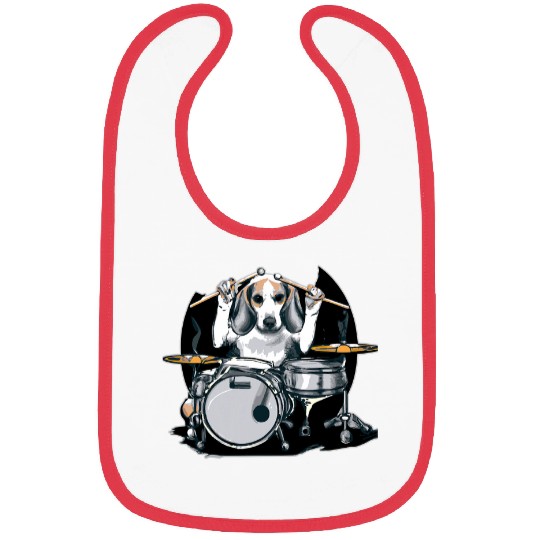 Funny Drummer Adorable Beagle Rocks Drumming Cute Beagle Playing Drums Bibs