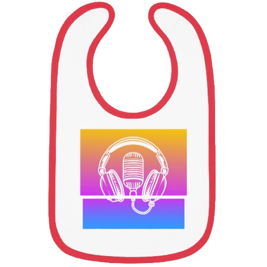 vintages Singer Vocalist Musician Retro Microphone Headphone 12 Bibs