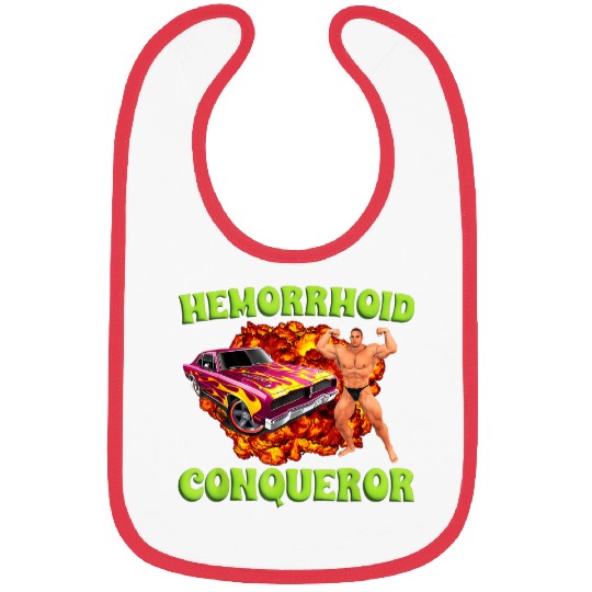 Hemorrhoid Conqueror Funny Meme Weird Offensive Cringe Joke Bibs