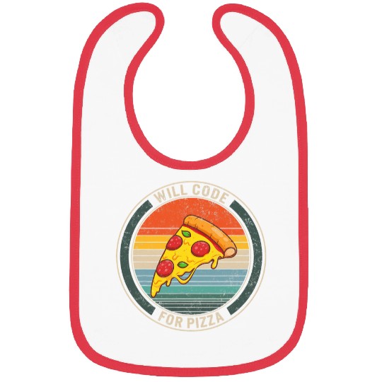 Programmer Will Code For Pizza Funny Coding Software Program Bibs
